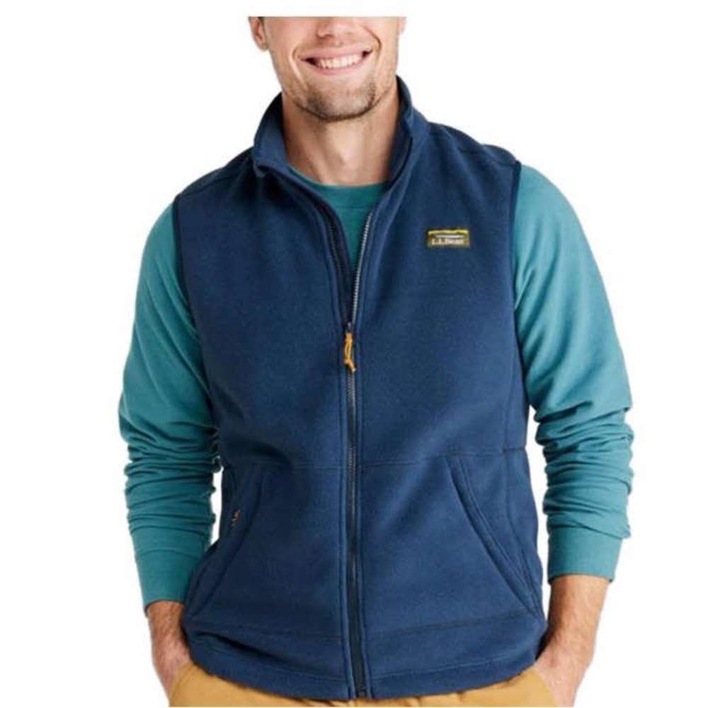 L. L. Bean Men's Size XXL Nautical Blue Fleece Zip Up Vest